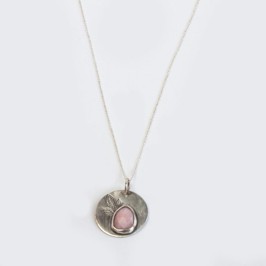Pink Opal Stamped Necklace