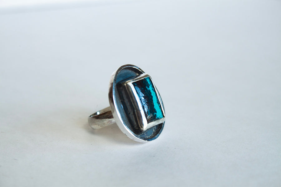 Azurite Shadow Ring- Made to Order